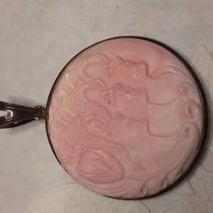 925, Pink Conch Hand Carved, Italian Cameo Pendant. Price Is Firm.